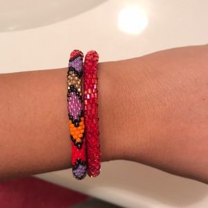 Red and Multicolor Beaded Bracelets